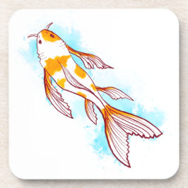 Vattenfärg Koi Fish on White Illustration Underlägg