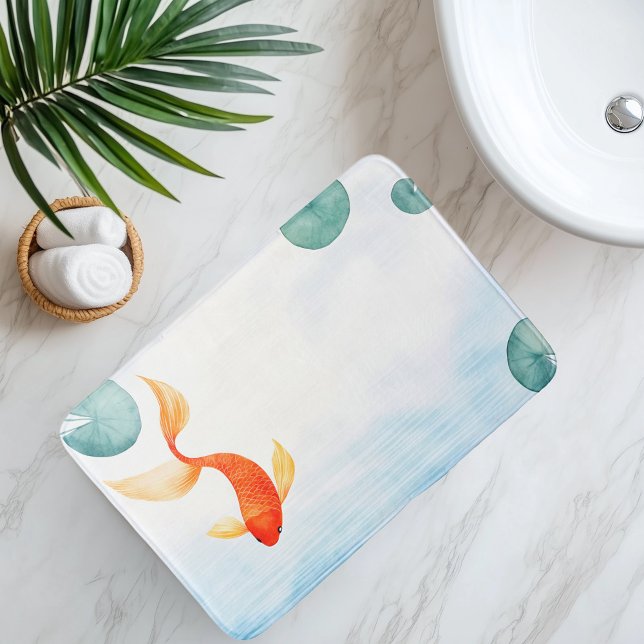 Vattenfärg Koi Fish Serenity Badrumsmatta (Skapare uppladdad)