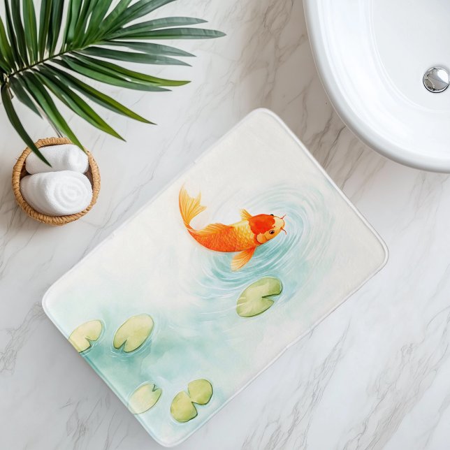 Vattenfärg Koi Fish Serenity Badrumsmatta (Skapare uppladdad)