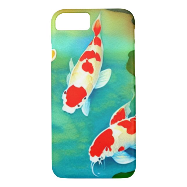 Vattenfärg Koi Fish Swimming i Pond Case-Mate iPhone Skal (Baksida)