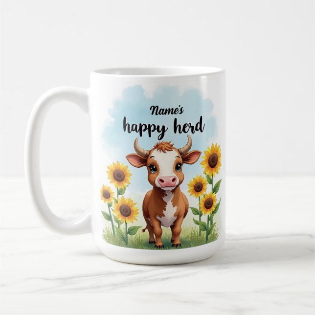 Vattenfärg Kokkaffe Kopp med solblommor (Vänster)