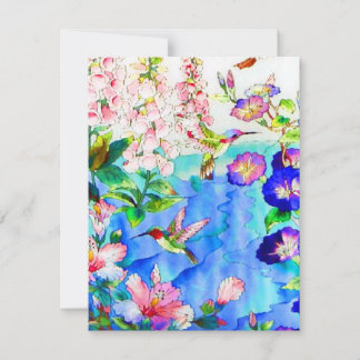 Vattenfärg Kolibri & Blommor OSA Kort