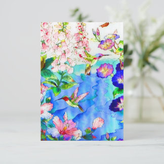 Vattenfärg Kolibri & Blommor OSA Kort