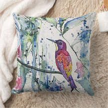 Vattenfärg Kolibri Kuddcover Pillow
