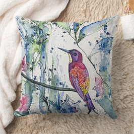 Vattenfärg Kolibri Kuddcover Pillow Kudde