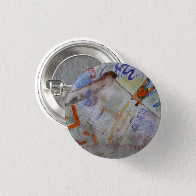 Vattenfärg Kolibri Märke Pin Knapp (Framsida & baksida)