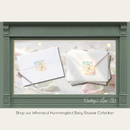 Vattenfärg Kolibri & Pastellmoln Baby Shower Fyrkantigt Klistermärke