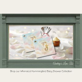 Vattenfärg Kolibri & Pastellmoln Baby Shower Gåvor Etiketter