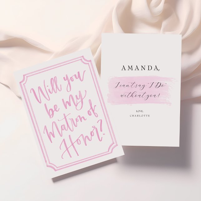 Vattenfärg Kommer du att bli mitt frieri MOH-kort? Inbjudningar (Matron of Honor Proposal Cards | Elegant & Modern Blush Design | Personalized Bridesmaid Card)