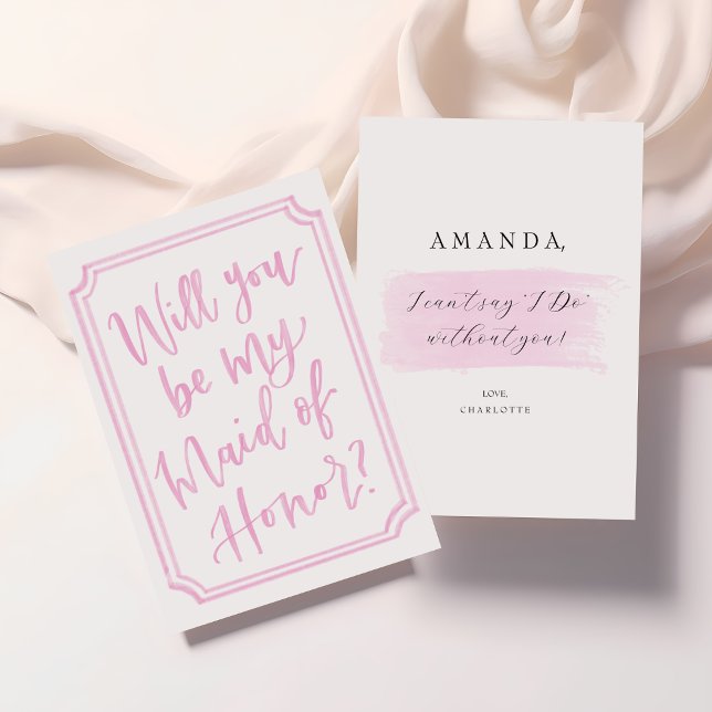 Vattenfärg Kommer du att bli mitt frieri MOH-kort? Inbjudningar (Maid of Honor Proposal Cards | Elegant & Modern Blush Design | Personalized Bridesmaid Request)