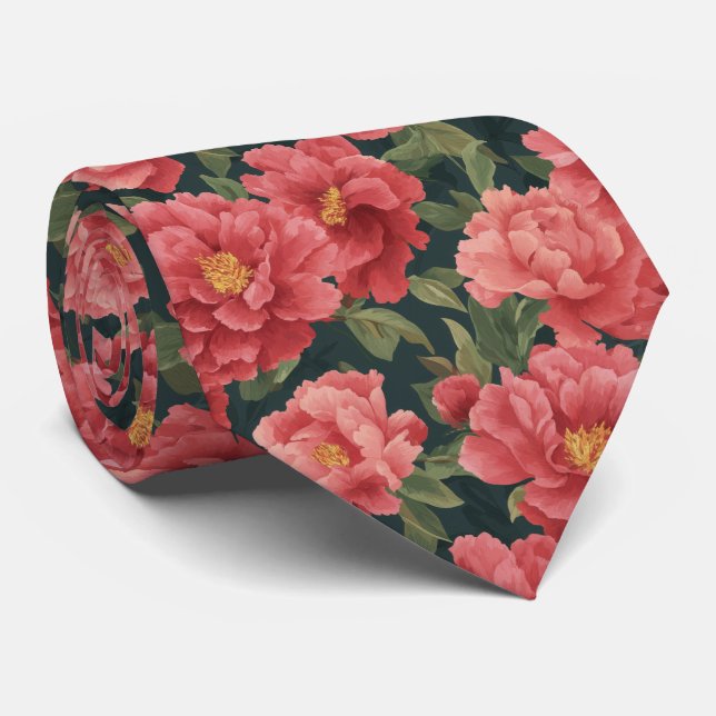 Vattenfärg Korallpion Floral Mönster Slips (Rullad)
