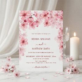 Vattenfärg Körsbärsblom Wedding Inbjudningar