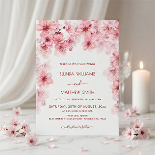 Vattenfärg Körsbärsblom Wedding Inbjudningar