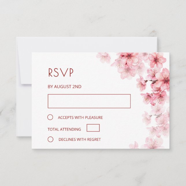 Vattenfärg Körsbärsblom Wedding OSA Kort (Framsida)
