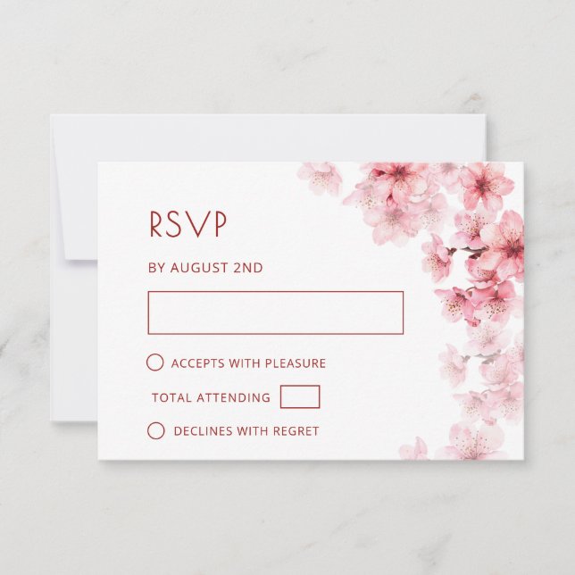 Vattenfärg Körsbärsblom Wedding OSA Kort (Framsida)
