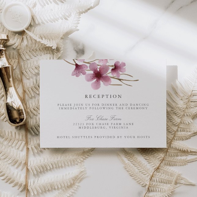 Vattenfärg Körsbärsblom Wedding Reception Tilläggskort (Skapare uppladdad)