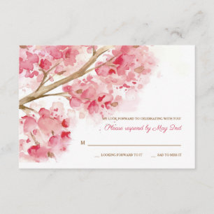 Vattenfärg Körsbärsblommor RSVP-kort Inbjudningar