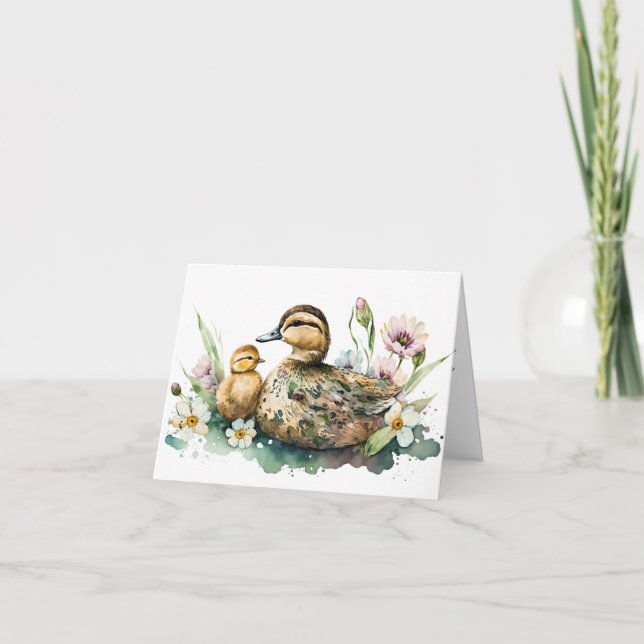 Vattenfärg kort för mor och ankunge Greeting card (Framsida)