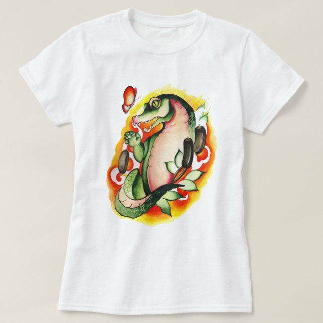 Vattenfärg krokodil t shirt (Design framsida)