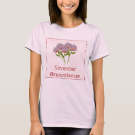 Vattenfärg Krysantemum Blomma November Födelsedag T Shirt