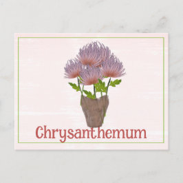 Vattenfärg Krysantemum Blomma November Födelsedag Vykort
