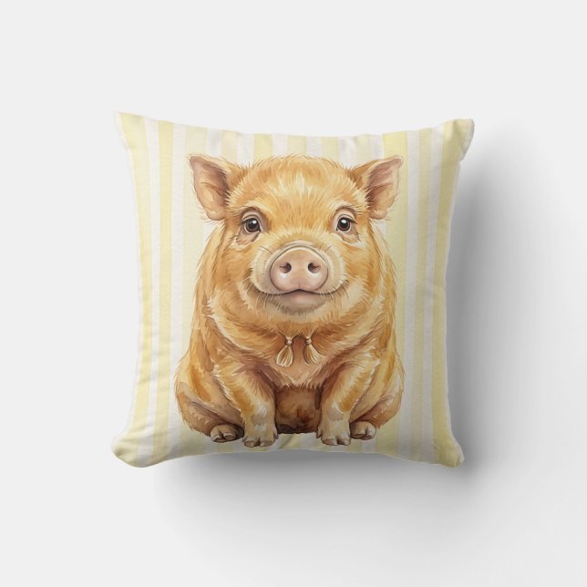 Vattenfärg Kunekune Gris Gård Djur Kuddcover Kudde (Framsida)
