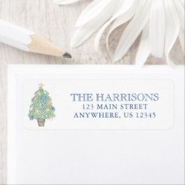 Vattenfärg Kusten Julgran Adress Returadress Etikett