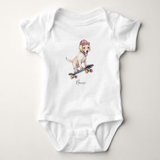 Vattenfärg Labrador Retriever Baby Bodysuit T Shirt (Framsida)
