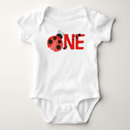 Vattenfärg Ladybug ONE 1st Birthday White T Shirt