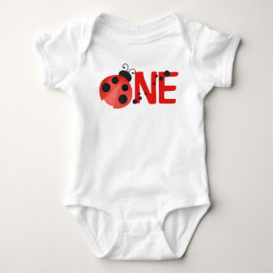 Vattenfärg Ladybug ONE 1st Birthday White T Shirt