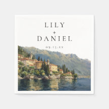 Vattenfärg Lake Como italienskt destinationbröllop