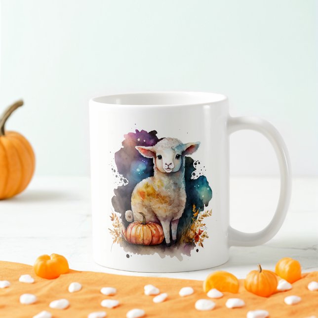 Vattenfärg Lamb Halloween Kaffemugg (Skapare uppladdad)