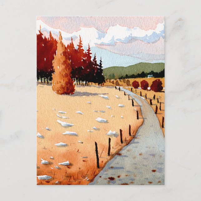 Vattenfärg Landskap höstskog Vykort (Framsida)