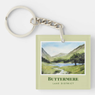 Vattenfärg Landskapsmålning för Sjö Buttermere