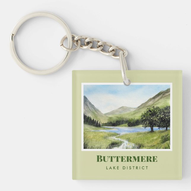 Vattenfärg Landskapsmålning för Sjö Buttermere (Framsidan)