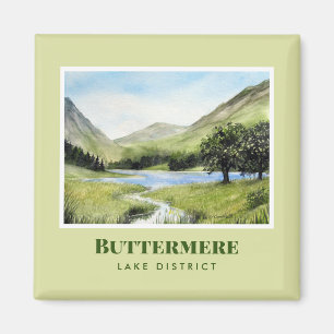 Vattenfärg Landskapsmålning för Sjö Buttermere Magnet