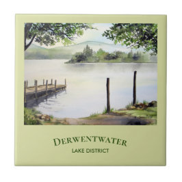 Vattenfärg Landskapsmålning i Derwentwater Kakelplatta