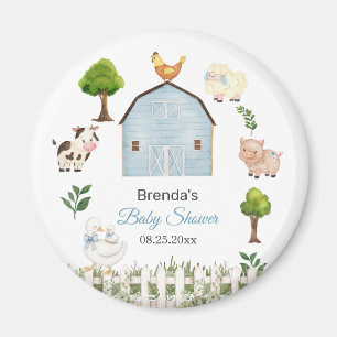 Vattenfärg lantbruksdjur gård baby shower present magnet