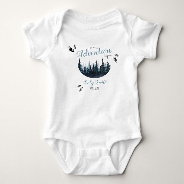 Vattenfärg Låt Äventyr börja eget namn T Shirt (Framsida)