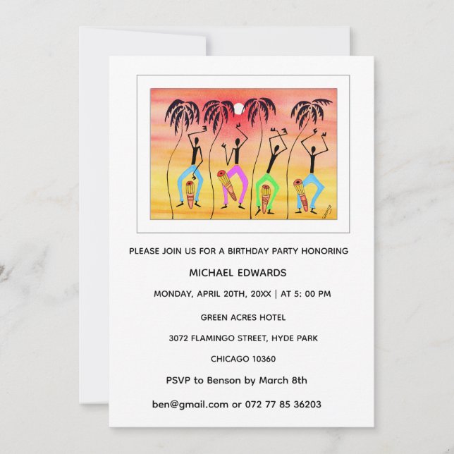 Vattenfärg, Låt oss firma, födelsedagsinbjudan Inbjudningar (Framsida)