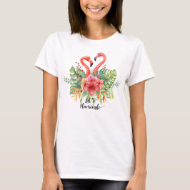 Vattenfärg Låt oss Flamingle Flamingo T Shirt
