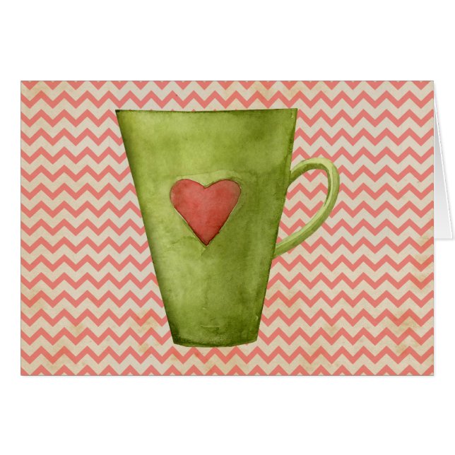 Vattenfärg Latte Mugg Välkomstkort Hälsningskort (Framsidan Horizontal)