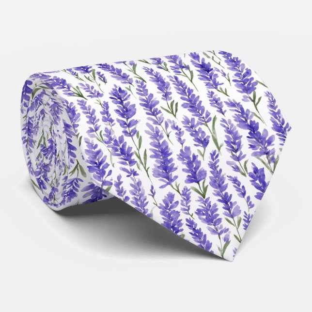 Vattenfärg Lavendel Blommönster Slips (Rullad)