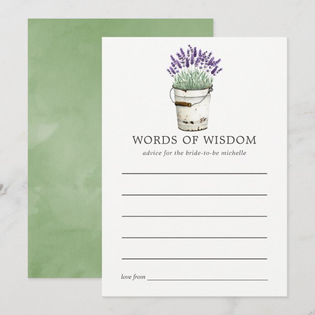 Vattenfärg Lavendel Bröllopsfest Råd Inbjudningar (Fram/baksida)