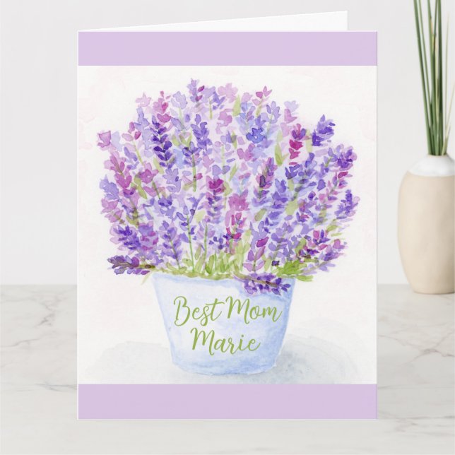 Vattenfärg Lavendel Morsdags Gratulationskort Kort (Framsida)