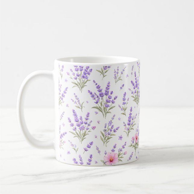 Vattenfärg Lavendel & Rosa Vildblomma Kaffemugge Kaffemugg (Vänster)