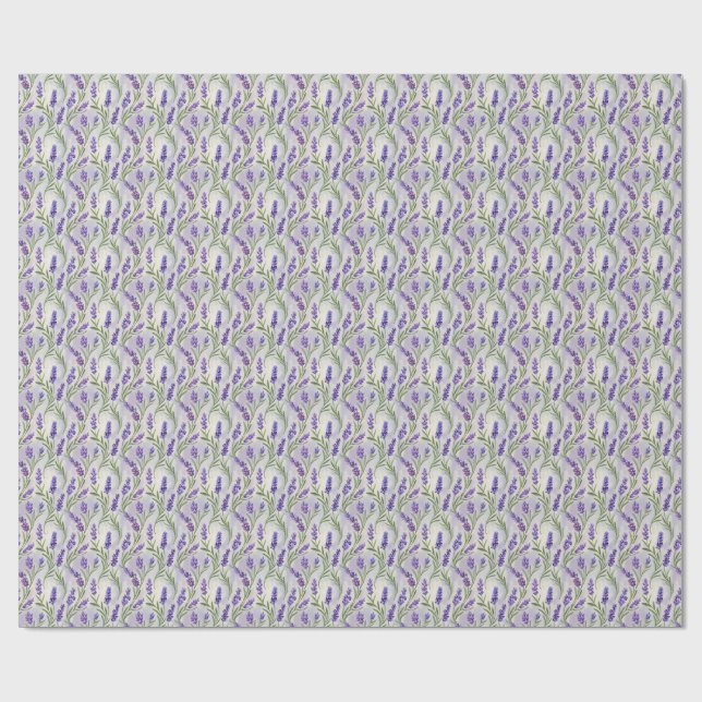 Vattenfärg Lavendel Sömlöst Blommigt Mönster Presentpapper (Platt)