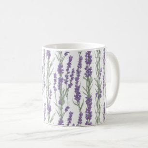 Vattenfärg Lavendelblommor Kaffemugg