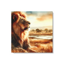 Vattenfärg Lejon på Savannah