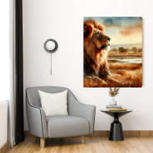 Vattenfärg Lejon på Savannah